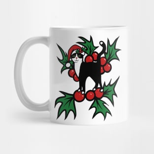 Tuxedo Cat Christmas Mug